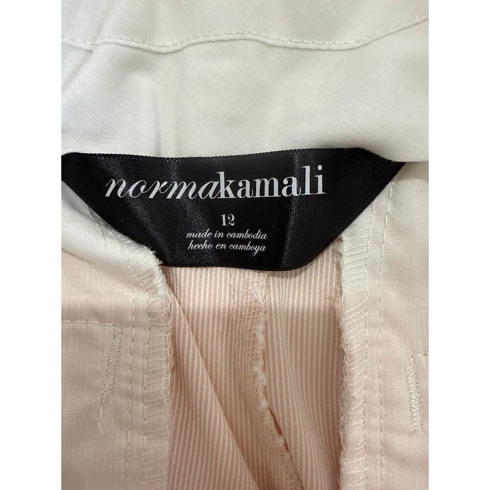 Norma Kamali Pink Pinstripe Pants 12 Straight High Rise Adjustable Waist Light - Picture 8 of 9